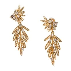 Oscar De La Renta Crystal Tropical Palm Clip-On Earrings For Women -Oscar de la Renta Sales Shop luxury women oscar de la rentaslug used accessories p326430 002
