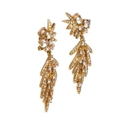 Oscar De La Renta Crystal Tropical Palm Clip-On Earrings For Women -Oscar de la Renta Sales Shop luxury women oscar de la rentaslug used accessories p326430 004