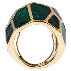 Oscar De La Renta Enamel Gold Tone Cocktail Ring Size 54.5 For Women -Oscar de la Renta Sales Shop luxury women oscar de la rentaslug used accessories p337886 002