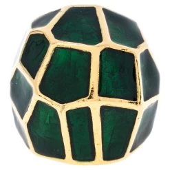 Oscar De La Renta Enamel Gold Tone Cocktail Ring Size 54.5 For Women