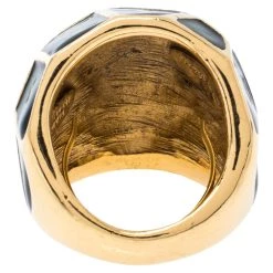 Oscar De La Renta Enamel Gold Tone Cocktail Ring Size 54.5 For Women -Oscar de la Renta Sales Shop luxury women oscar de la rentaslug used accessories p337886 008