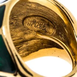 Oscar De La Renta Enamel Gold Tone Cocktail Ring Size 54.5 For Women -Oscar de la Renta Sales Shop luxury women oscar de la rentaslug used accessories p337886 009
