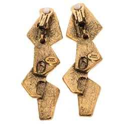 Oscar De La Renta Green Enamel Gold Tone Long Clip On Earrings For Women -Oscar de la Renta Sales Shop luxury women oscar de la rentaslug used accessories p338835 002