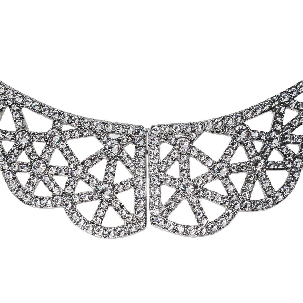 Oscar De La Renta Crystal Embellished Silver Tone Bib Necklace For Women 5 Oscar De La Renta Crystal Embellished Silver Tone Bib Necklace For Women - Image 3