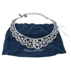 Oscar De La Renta Crystal Embellished Silver Tone Bib Necklace For Women 11 Oscar De La Renta Crystal Embellished Silver Tone Bib Necklace For Women -Oscar de la Renta Sales Shop luxury women oscar de la rentaslug used accessories p349291 004