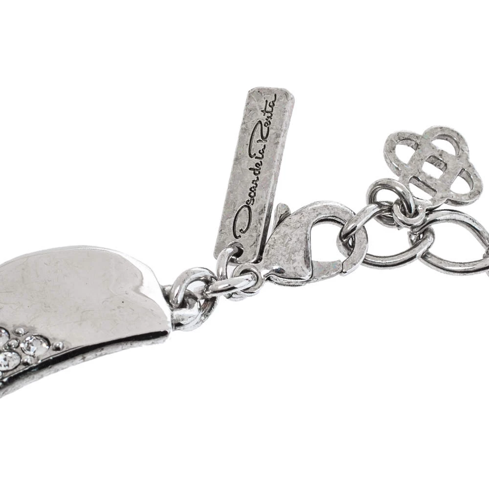 Oscar De La Renta Crystal Embellished Silver Tone Bib Necklace For Women 6 Oscar De La Renta Crystal Embellished Silver Tone Bib Necklace For Women - Image 4