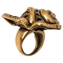 Oscar De La Renta Carved Rose Ring Size EU 55 For Women