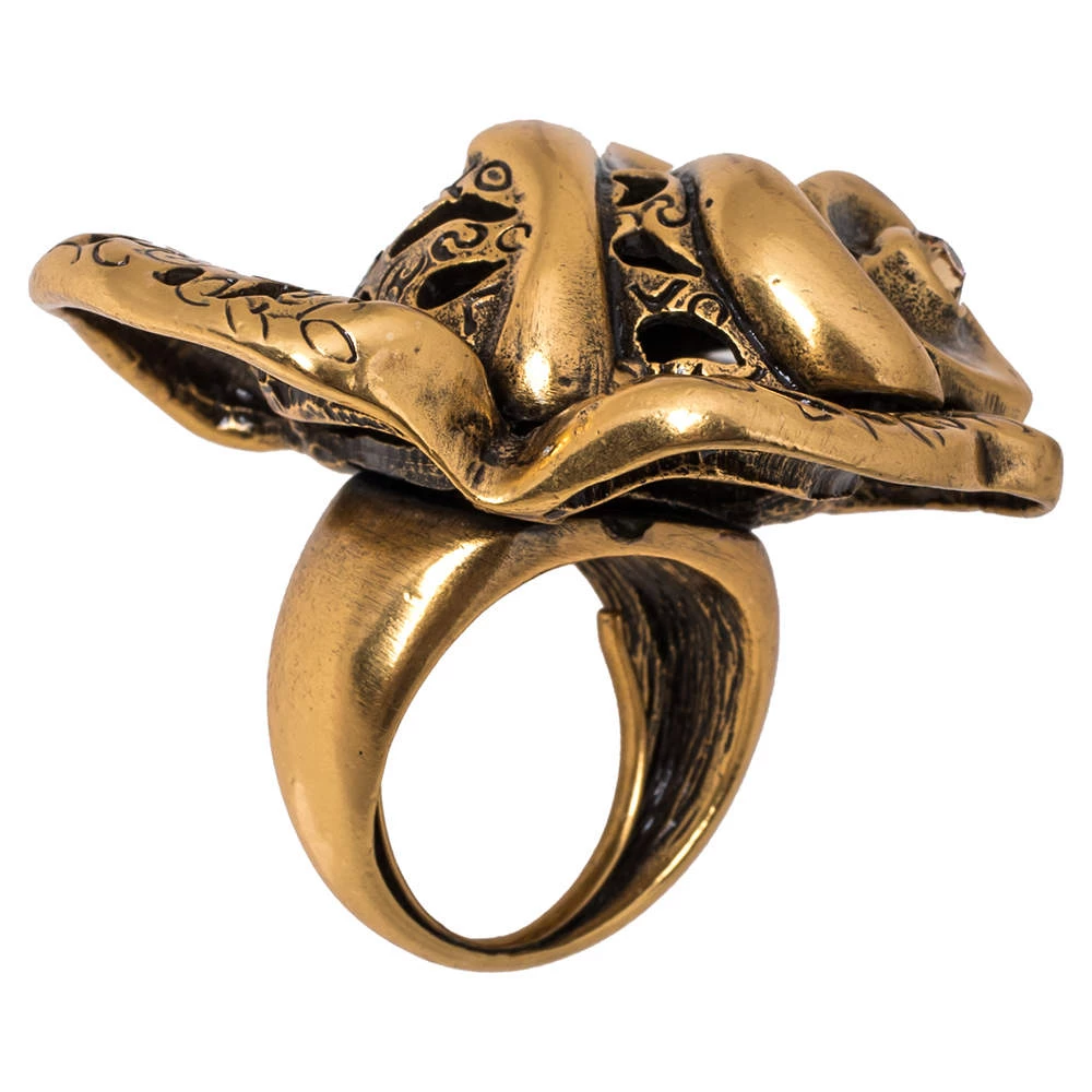Oscar De La Renta Carved Rose Ring Size EU 55 For Women 3 Oscar De La Renta Carved Rose Ring Size EU 55 For Women