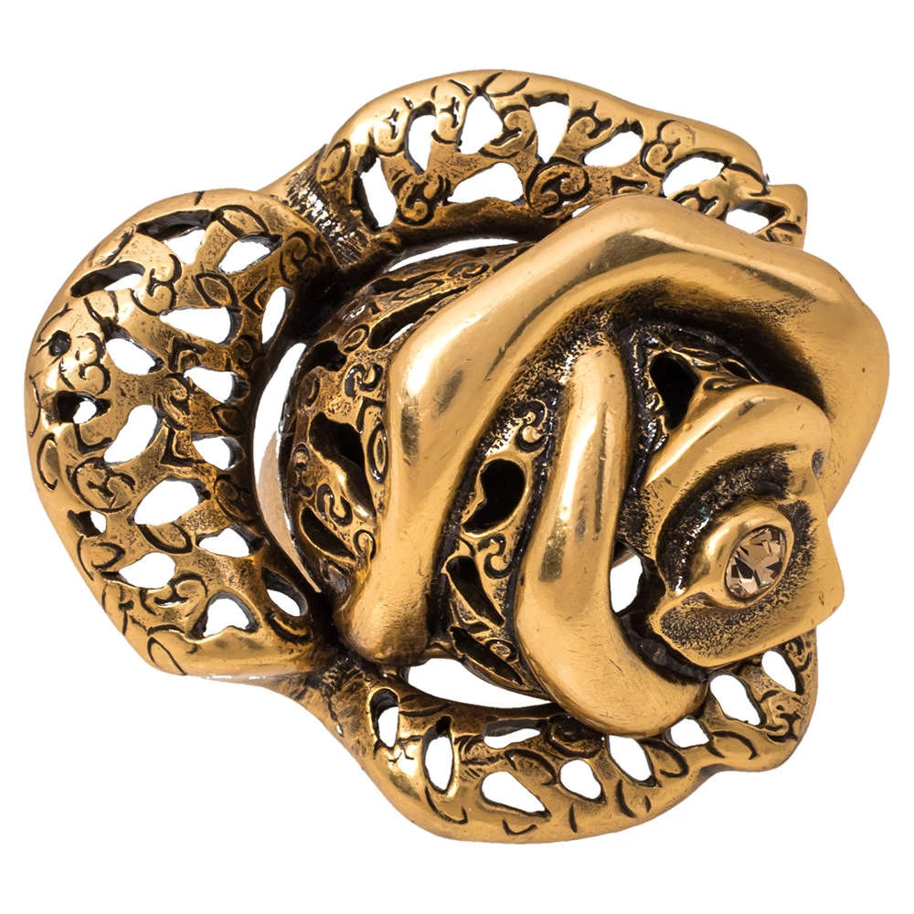 Oscar De La Renta Carved Rose Ring Size EU 55 For Women 4 Oscar De La Renta Carved Rose Ring Size EU 55 For Women - Image 2