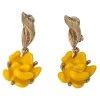 Oscar De La Renta Yellow Marigold Drop Clip On Earrings For Women