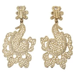 Oscar De La Renta Gold Filigree Floral Clip On Earrings For Women -Oscar de la Renta Sales Shop luxury women oscar de la rentaslug used accessories p350645 002