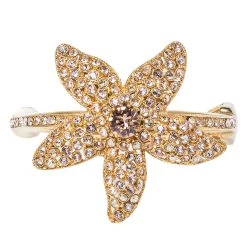 Oscar De La Renta Crystal Embedded Gold Tone Starfish Bracelet For Women