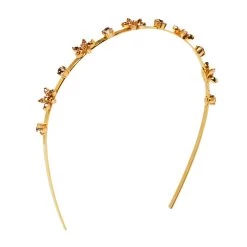 Oscar De La Renta Flower Crystal Gold Tone Hair Band For Women