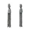 Oscar De La Renta Silver Classic Long Beaded Tassel Earrings For Women -Oscar de la Renta Sales Shop luxury women oscar de la rentaslug used accessories p366703 003