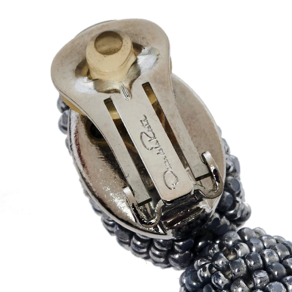 Oscar De La Renta Silver Classic Long Beaded Tassel Earrings For Women 7 Oscar De La Renta Silver Classic Long Beaded Tassel Earrings For Women - Image 5