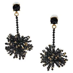 Oscar De La Renta Black Beaded Firework Drop Earrings For Women -Oscar de la Renta Sales Shop luxury women oscar de la rentaslug used accessories p371042 001