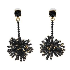 Oscar De La Renta Black Beaded Firework Drop Earrings For Women