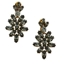Oscar De La Renta Grey Crystal Navette Clip On Earrings For Women -Oscar de la Renta Sales Shop luxury women oscar de la rentaslug used accessories p373356 001
