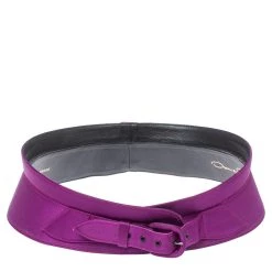 Oscar De La Renta Purple Satin Waist Belt Large For Women