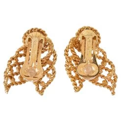 Oscar De La Renta Twisted Gold Tone Pearl & Crystal Clip On Earrings For Women -Oscar de la Renta Sales Shop luxury women oscar de la rentaslug used accessories p388011 002