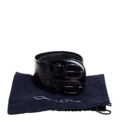 Oscar De La Renta Black Patent Leather Double Buckle Waist Belt M For Women -Oscar de la Renta Sales Shop luxury women oscar de la rentaslug used accessories p389815 005