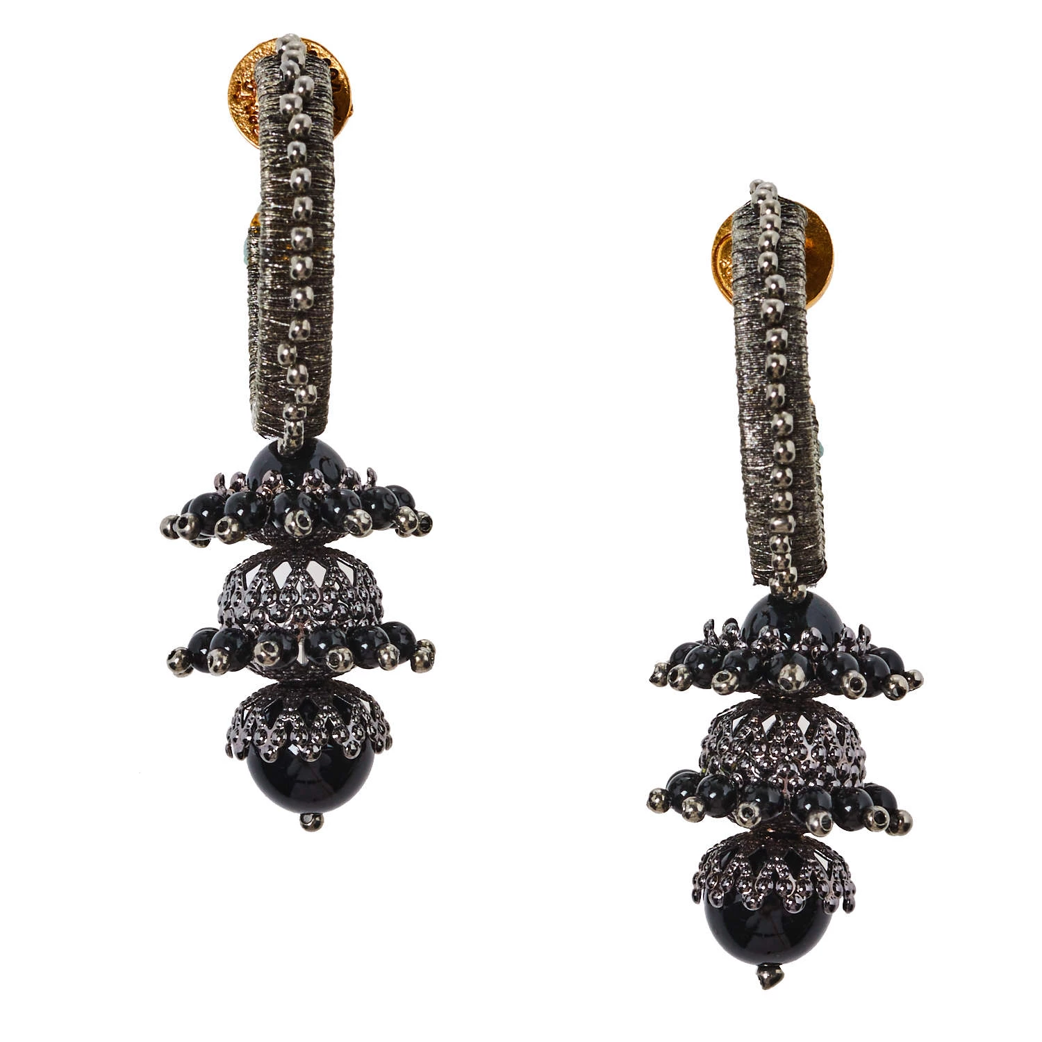 Oscar De La Renta Gunmetal Tone Tiered Drop Earrings For Women 6 Oscar De La Renta Gunmetal Tone Tiered Drop Earrings For Women - Image 4