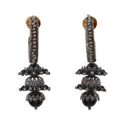 Oscar De La Renta Gunmetal Tone Tiered Drop Earrings For Women