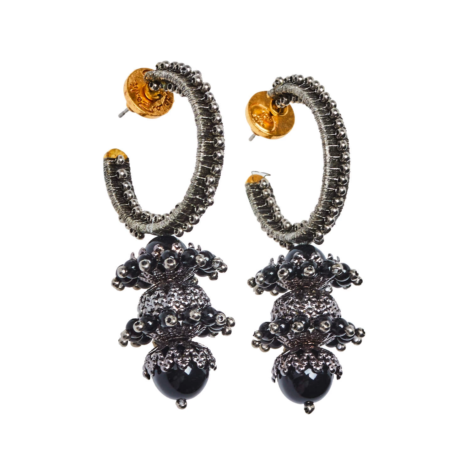 Oscar De La Renta Gunmetal Tone Tiered Drop Earrings For Women 4 Oscar De La Renta Gunmetal Tone Tiered Drop Earrings For Women - Image 2