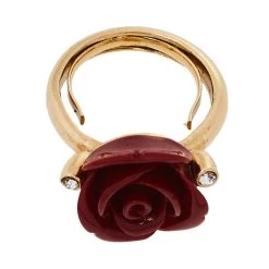 Oscar De La Renta Red Resin Rose Cocktail Ring Size EU 50.5 For Women -Oscar de la Renta Sales Shop luxury women oscar de la rentaslug used accessories p413312 001