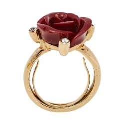 Oscar De La Renta Red Resin Rose Cocktail Ring Size EU 50.5 For Women -Oscar de la Renta Sales Shop luxury women oscar de la rentaslug used accessories p413312 003