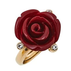 Oscar De La Renta Red Resin Rose Cocktail Ring Size EU 50.5 For Women -Oscar de la Renta Sales Shop luxury women oscar de la rentaslug used accessories p413312 005