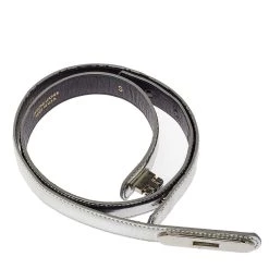 Oscar De La Renta Silver Glossy Leather Narrow Belt 70CM For Women -Oscar de la Renta Sales Shop luxury women oscar de la rentaslug used accessories p413718 002