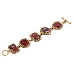 Oscar De La Renta Red Crystal Gold-Plated Bracelet For Women -Oscar de la Renta Sales Shop luxury women oscar de la rentaslug used accessories p48381 002