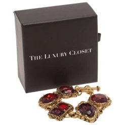 Oscar De La Renta Red Crystal Gold-Plated Bracelet For Women -Oscar de la Renta Sales Shop luxury women oscar de la rentaslug used accessories p48381 006