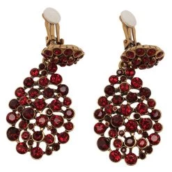 Oscar De La Renta Red Crystal Tear Drop Clip Earrings For Women -Oscar de la Renta Sales Shop luxury women oscar de la rentaslug used accessories p48391 003