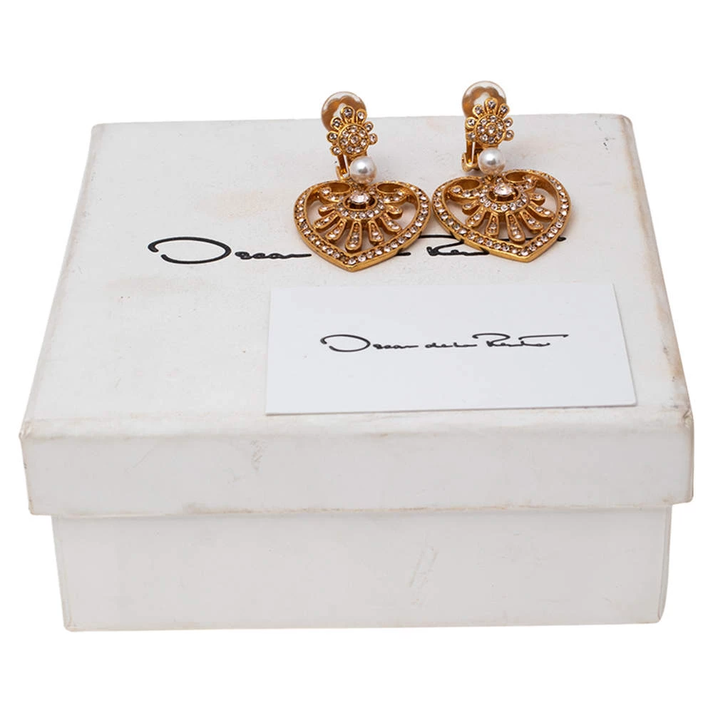 Oscar De La Renta Crystal Embellished Heart Drop Earrings For Women 8 Oscar De La Renta Crystal Embellished Heart Drop Earrings For Women - Image 6