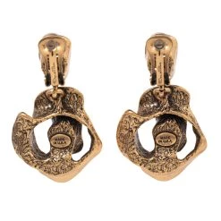 Oscar De La Renta Aged Gold Tone Floral Drop Clip On Earrings For Women -Oscar de la Renta Sales Shop luxury women oscar de la rentaslug used accessories p540738 002
