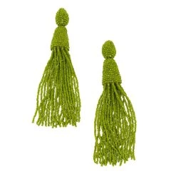 Oscar De La Renta Green Beaded Tassle Earrings For Women -Oscar de la Renta Sales Shop luxury women oscar de la rentaslug used accessories p56421 0003