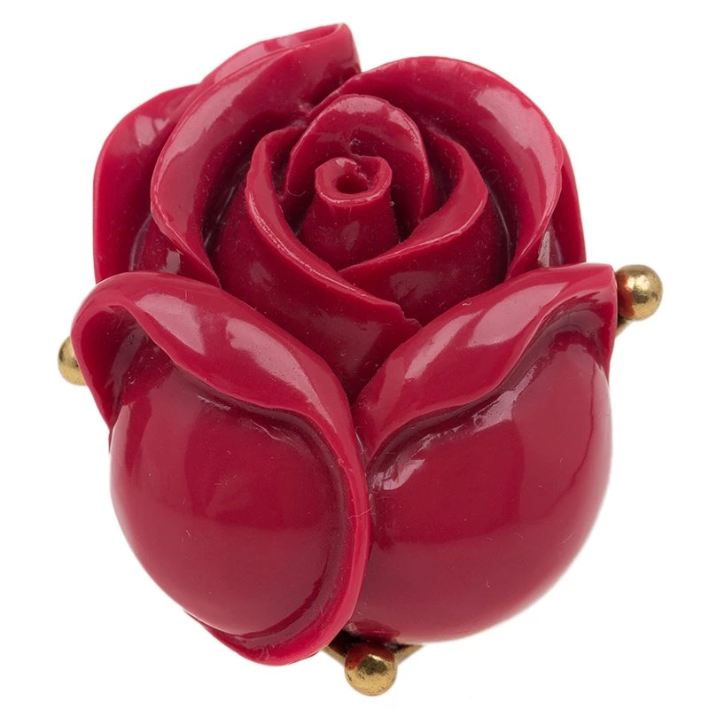 Oscar De La Renta Rose Red Amaranth Gold Tone Ring For Women 4 Oscar De La Renta Rose Red Amaranth Gold Tone Ring For Women - Image 3