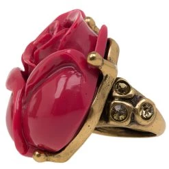 Oscar De La Renta Rose Red Amaranth Gold Tone Ring For Women 13 Oscar De La Renta Rose Red Amaranth Gold Tone Ring For Women -Oscar de la Renta Sales Shop luxury women oscar de la rentaslug used accessories p56424 004