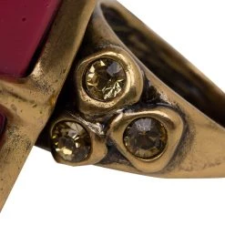 Oscar De La Renta Rose Red Amaranth Gold Tone Ring For Women 15 Oscar De La Renta Rose Red Amaranth Gold Tone Ring For Women -Oscar de la Renta Sales Shop luxury women oscar de la rentaslug used accessories p56424 006