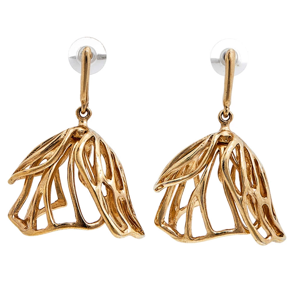 Oscar De La Renta Gold Tone Impatiens Drop Earrings For Women 6 Oscar De La Renta Gold Tone Impatiens Drop Earrings For Women - Image 4