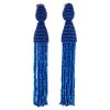 Oscar De La Renta Blue Beaded Tassel Clip On Earrings For Women