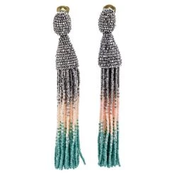 Oscar de la Renta Sales Shop 33 Oscar De La Renta Multicolor Beaded Tassel Clip On Earrings For Women
