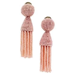 Oscar De La Renta Pink Beaded Tassel Clip On Earrings For Women -Oscar de la Renta Sales Shop luxury women oscar de la rentaslug used accessories p566078 001