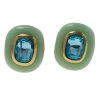 Oscar De La Renta Green Resin Blue Crystal Clip On Earrings For Women -Oscar de la Renta Sales Shop luxury women oscar de la rentaslug used accessories p57323 001