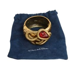 Oscar De La Renta Gold Tone Red Crystal Cuff Bracelet For Women -Oscar de la Renta Sales Shop luxury women oscar de la rentaslug used accessories p603336 001