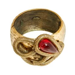 Oscar De La Renta Gold Tone Red Crystal Cuff Bracelet For Women -Oscar de la Renta Sales Shop luxury women oscar de la rentaslug used accessories p603336 002