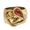 Oscar De La Renta Gold Tone Red Crystal Cuff Bracelet For Women
