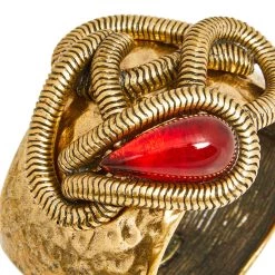 Oscar De La Renta Gold Tone Red Crystal Cuff Bracelet For Women -Oscar de la Renta Sales Shop luxury women oscar de la rentaslug used accessories p603336 008
